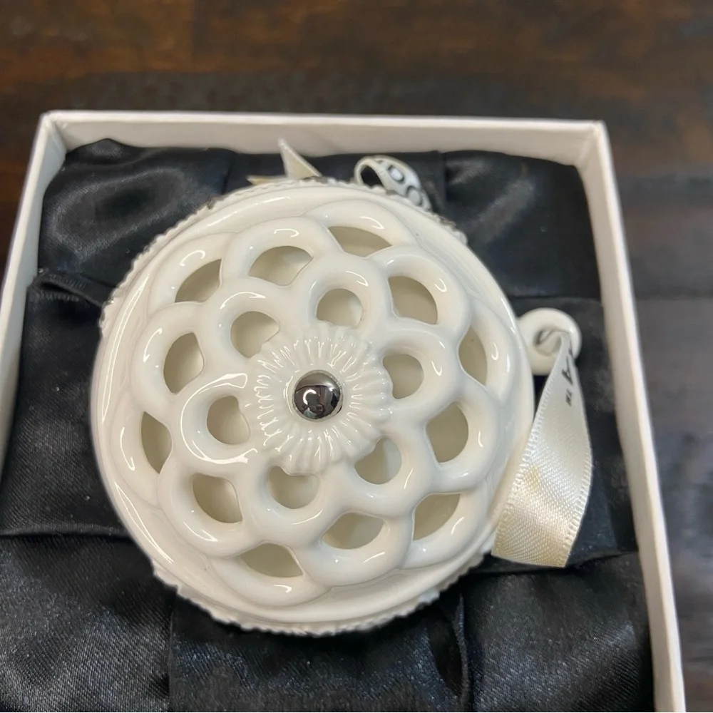 Pandora White Porcelain Snowball Christmas Tree Ornament 2011